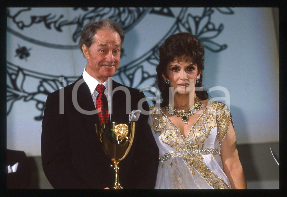 35mm vintage slide* 1988 MOSTRA VENEZIA - Don AMECHE e Gina LOLLOBRIGIDA