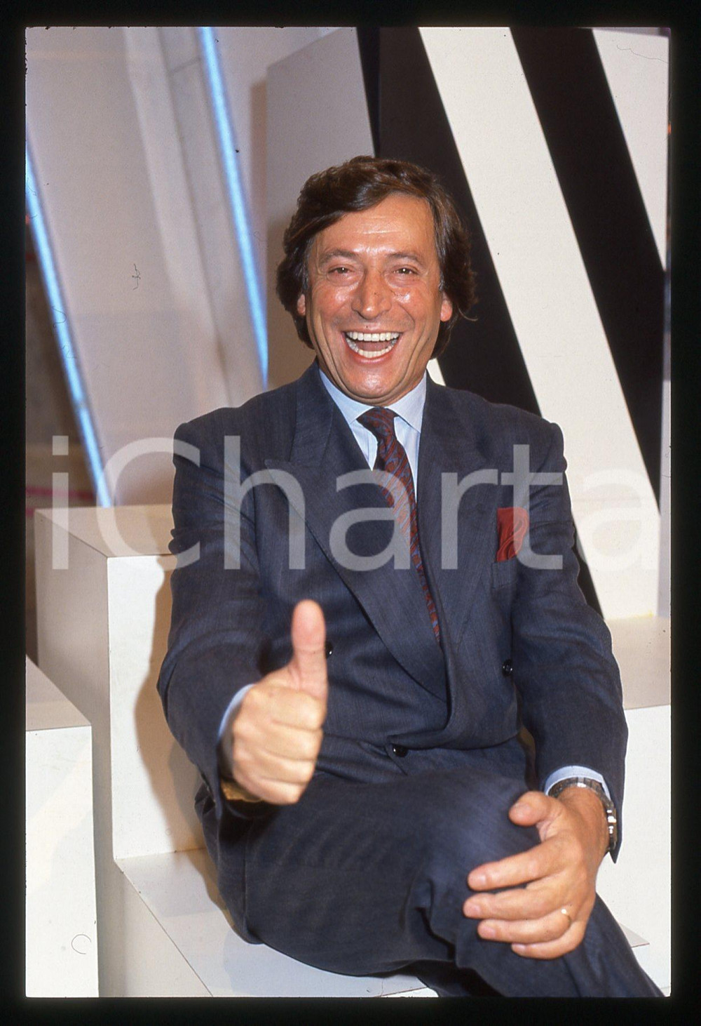 35mm vintage slide* 1986 RETE 4 Guido ANGELI a UN FANTASTICO TRAGICO VENERDÌ 11