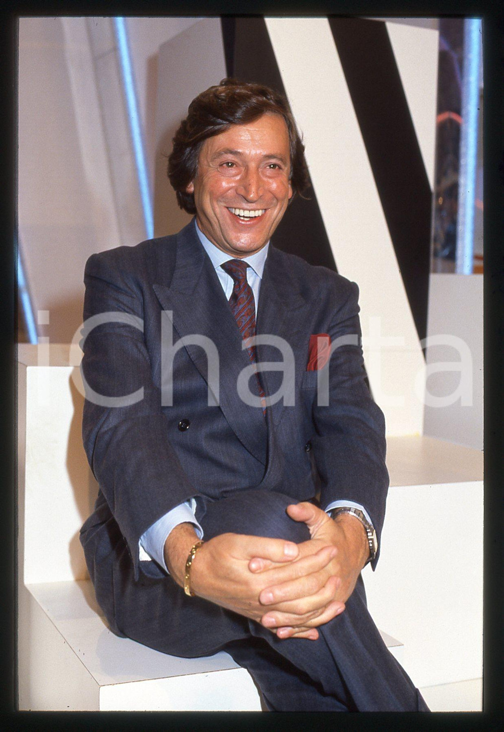35mm vintage slide* 1986 RETE 4 - Guido ANGELI a UN FANTASTICO TRAGICO VENERDÌ 9