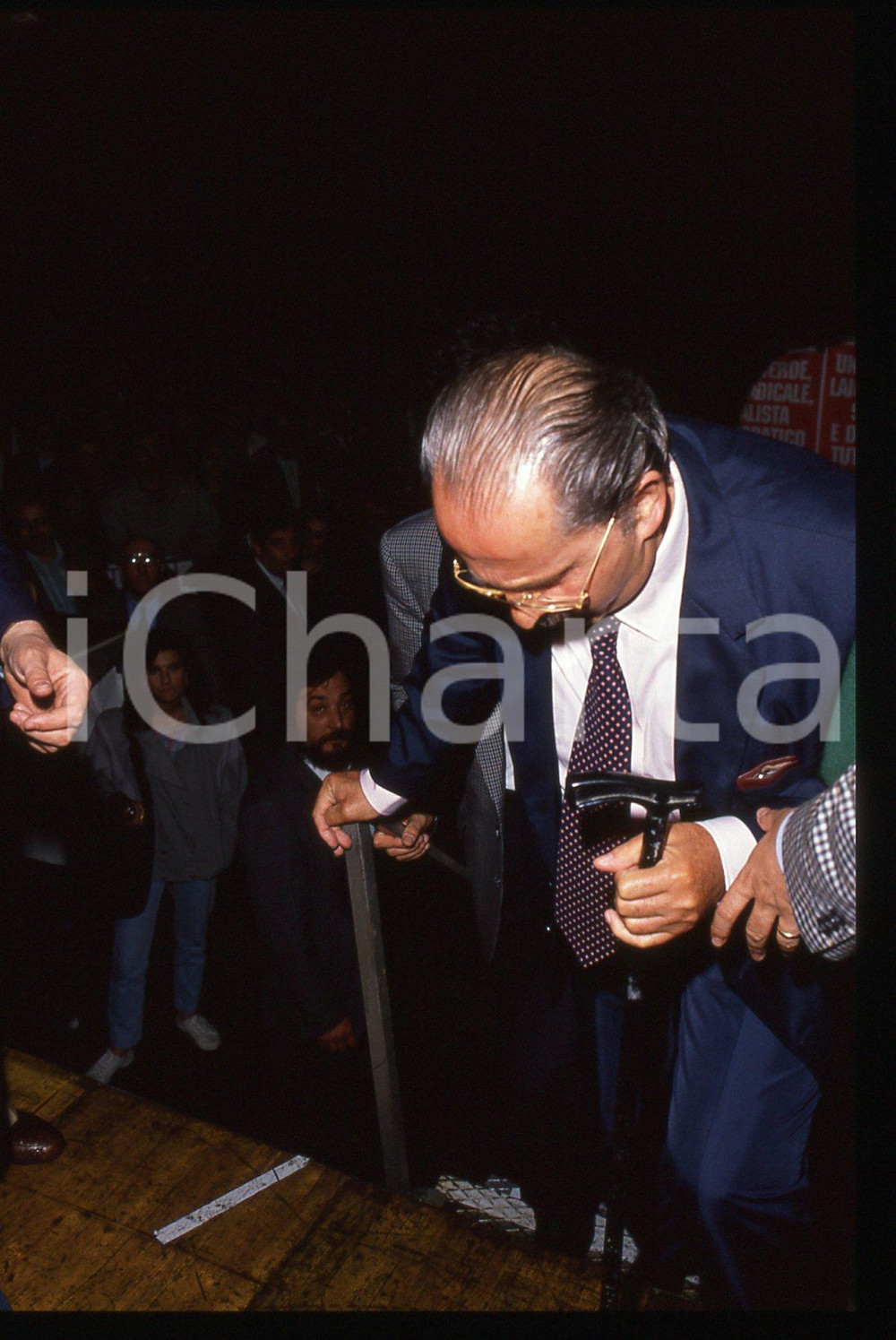 35mm vintage slide* 1989 MILANO - Domenico MODUGNO ad un comizio del PSDI (4)