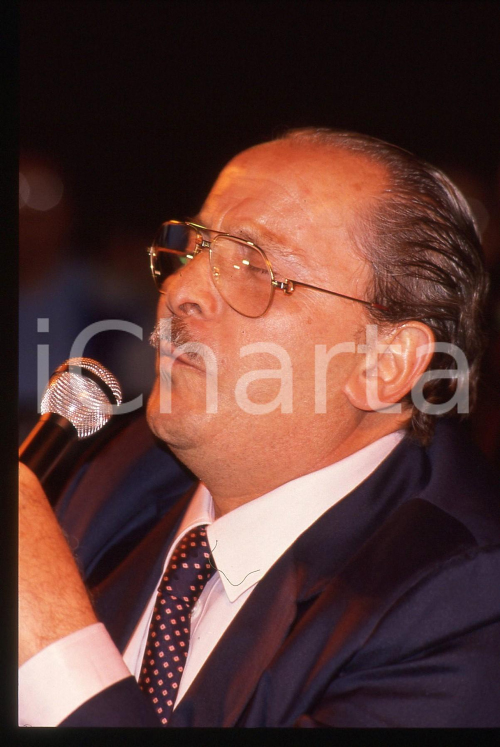 35mm vintage slide* 1989 MILANO Domenico MODUGNO canta ad un comizio del PSDI 35