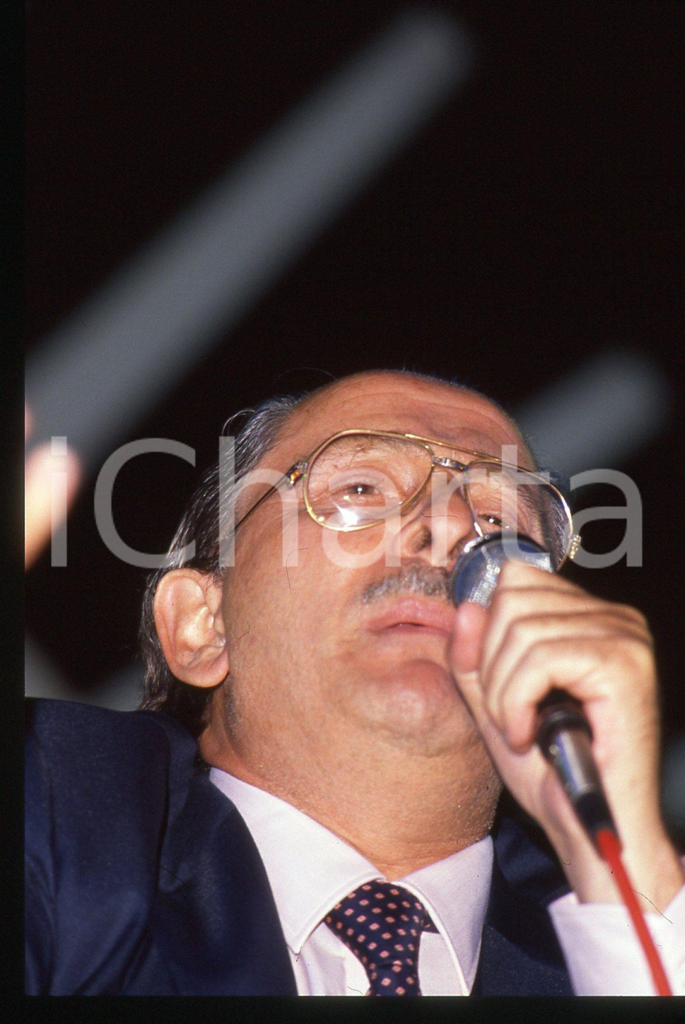35mm vintage slide* 1989 MILANO Domenico MODUGNO canta ad un comizio del PSDI 62