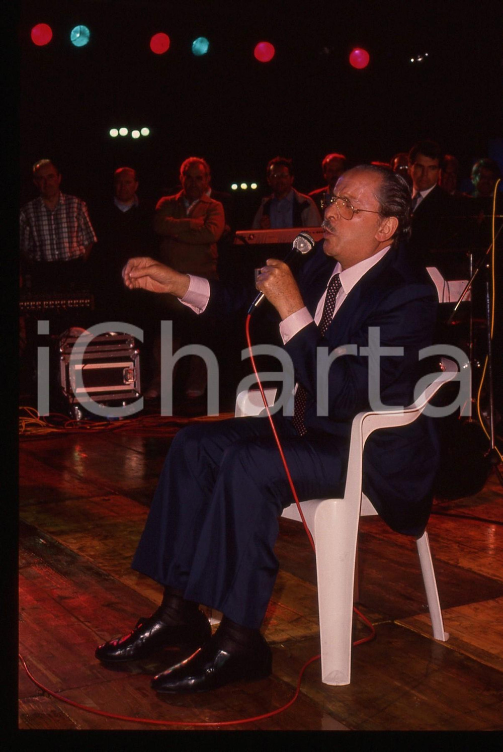 35mm vintage slide* 1989 MILANO Domenico MODUGNO canta ad un comizio del PSDI 68