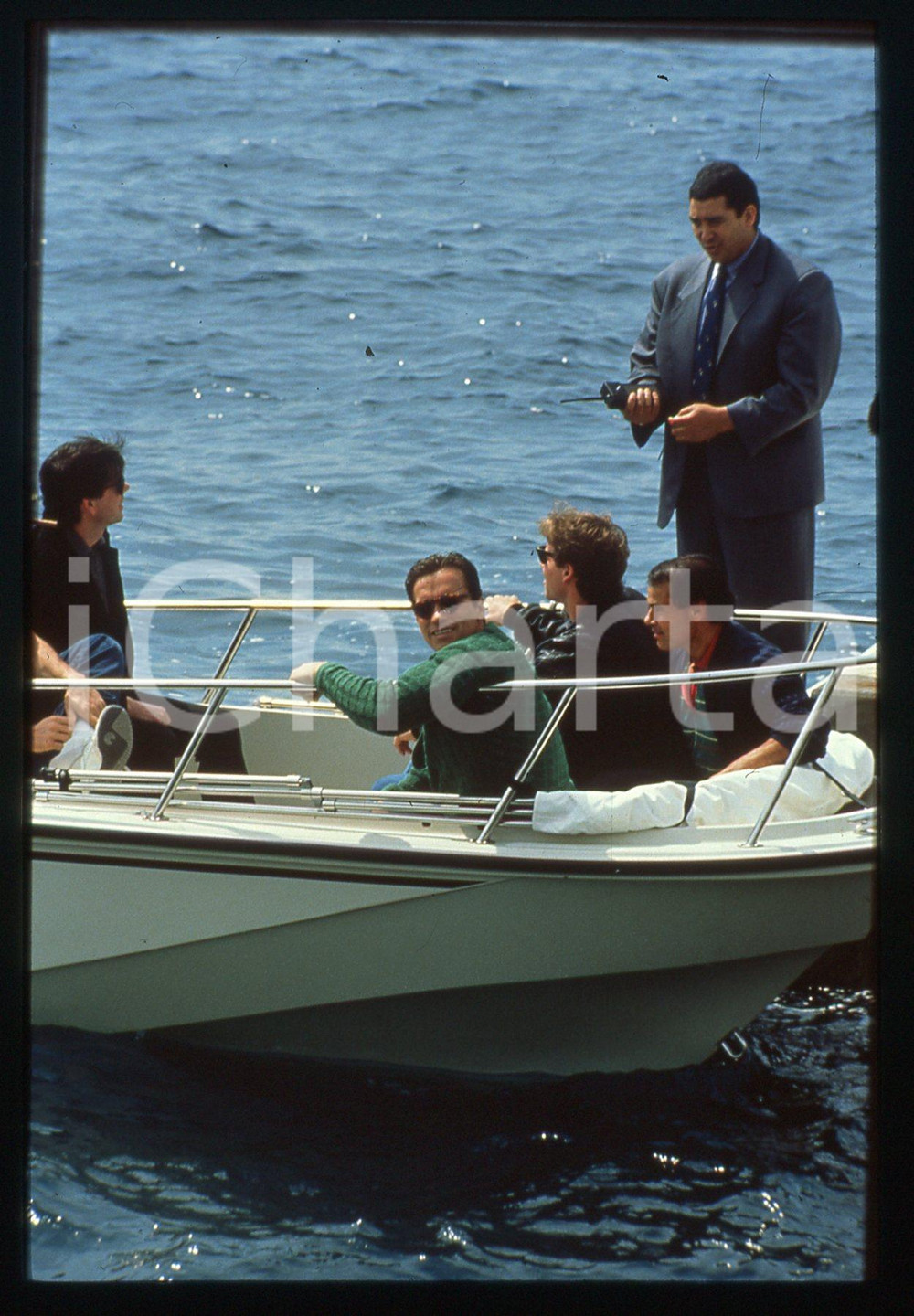 35mm vintage slide* 1991 CANNES - Arnold SCHWARZENEGGER paparazzato in barca 13