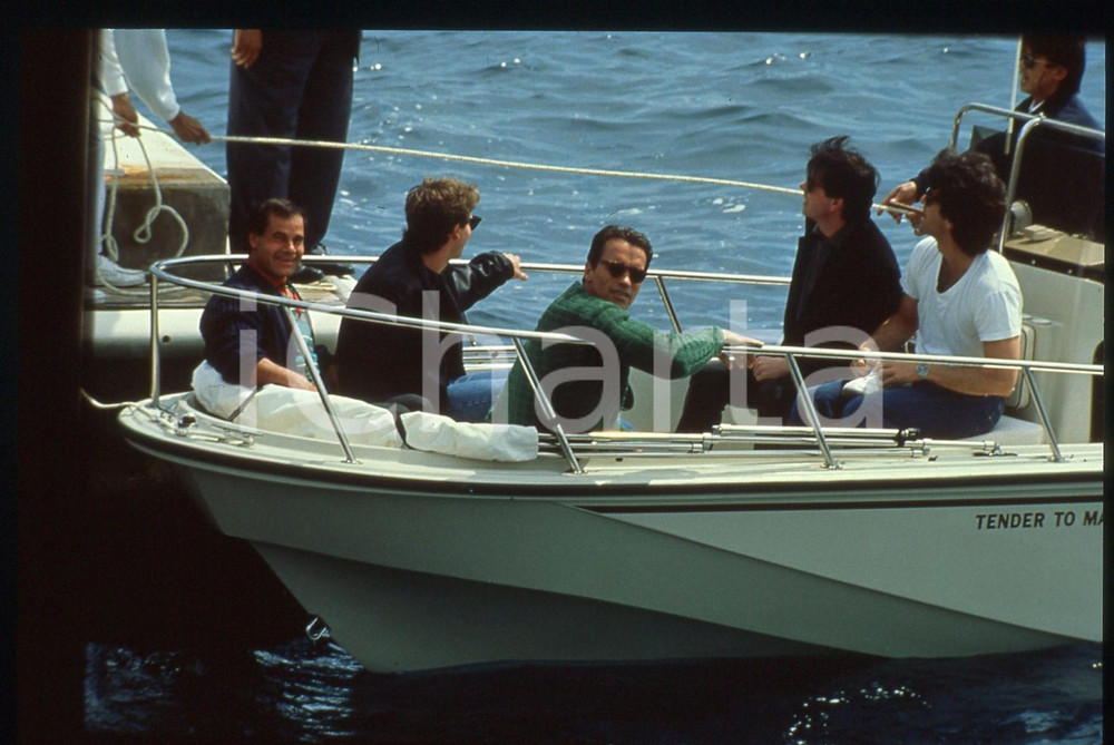 35mm vintage slide* 1991 CANNES - Arnold SCHWARZENEGGER paparazzato in barca 14