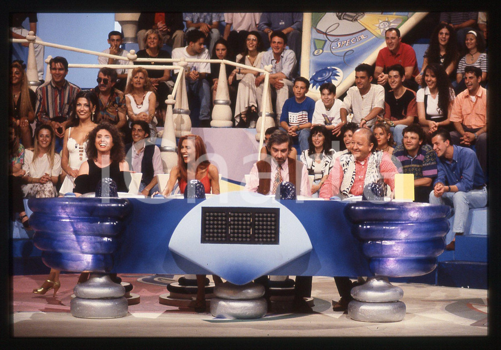 Fotografia d epoca originale 35mm vintage slide 1995 CANALE 5  Massimo BOLDI Andrea BRAMBILLA a IL QUIZZONE 1