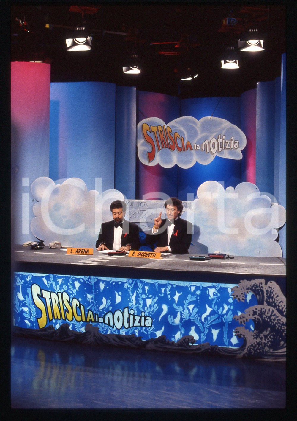 35mm vintage slide* 1995 STRISCIA LA NOTIZIA - Enzo IACCHETTI e Lello ARENA (5)