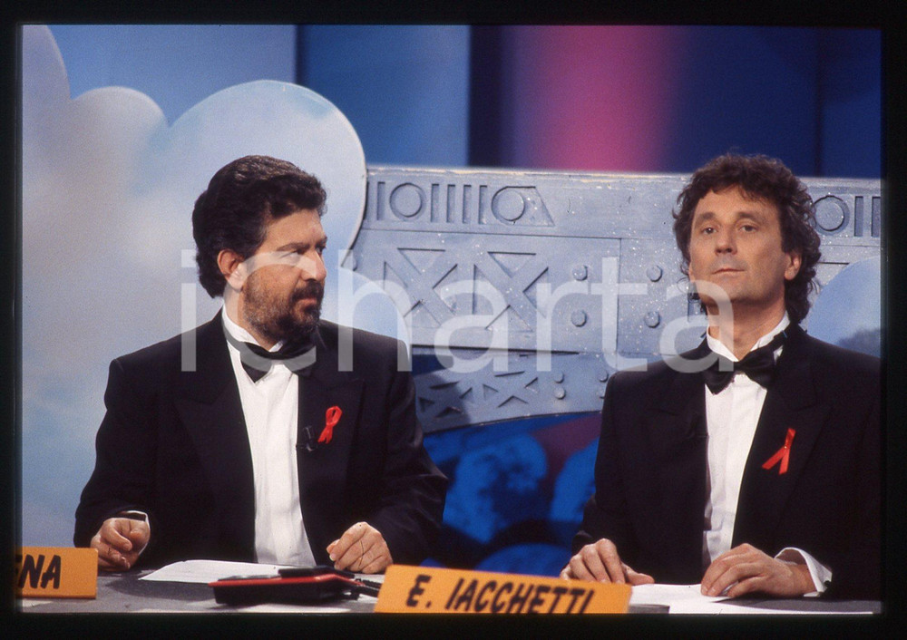 35mm vintage slide* 1995 STRISCIA LA NOTIZIA - Enzo IACCHETTI e Lello ARENA (20)