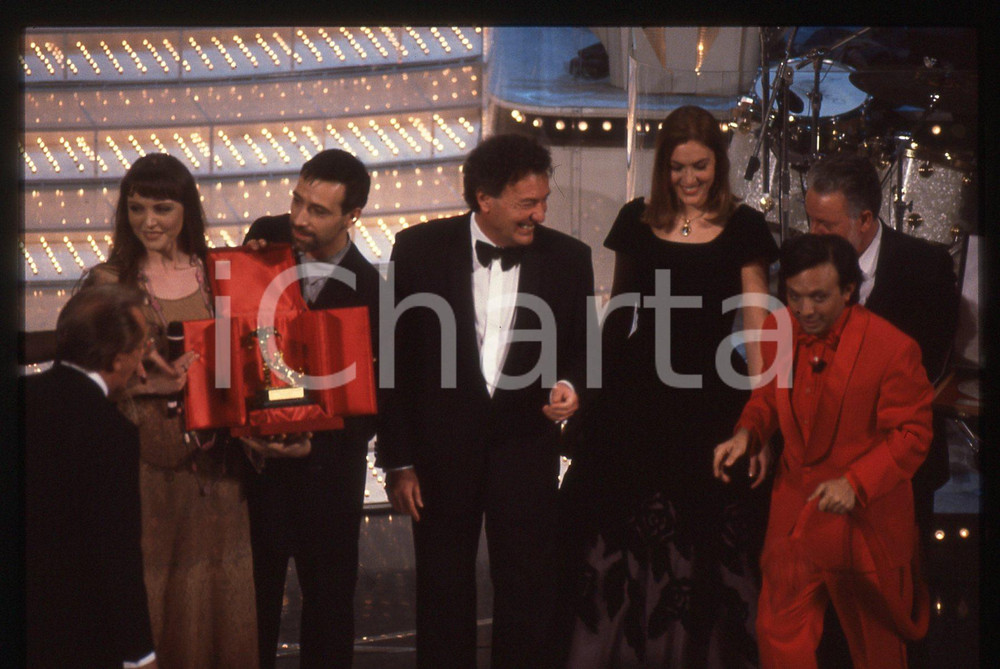 35mm vintage slide* 1997 FESTIVAL SANREMO - Piero CHIAMBRETTI e Mike BONGIORNO 2