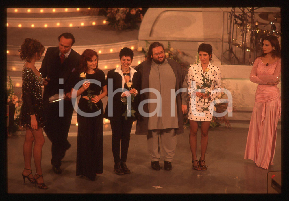 35mm vintage slide* 1995 FESTIVAL SANREMO - Anna FALCHI GIORGIA e Pippo BAUDO 2