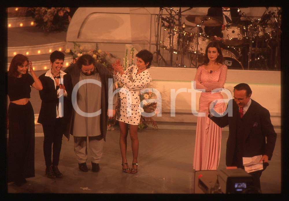 35mm vintage slide* 1995 FESTIVAL SANREMO - Claudia KOLL GIORGIA e Pippo BAUDO