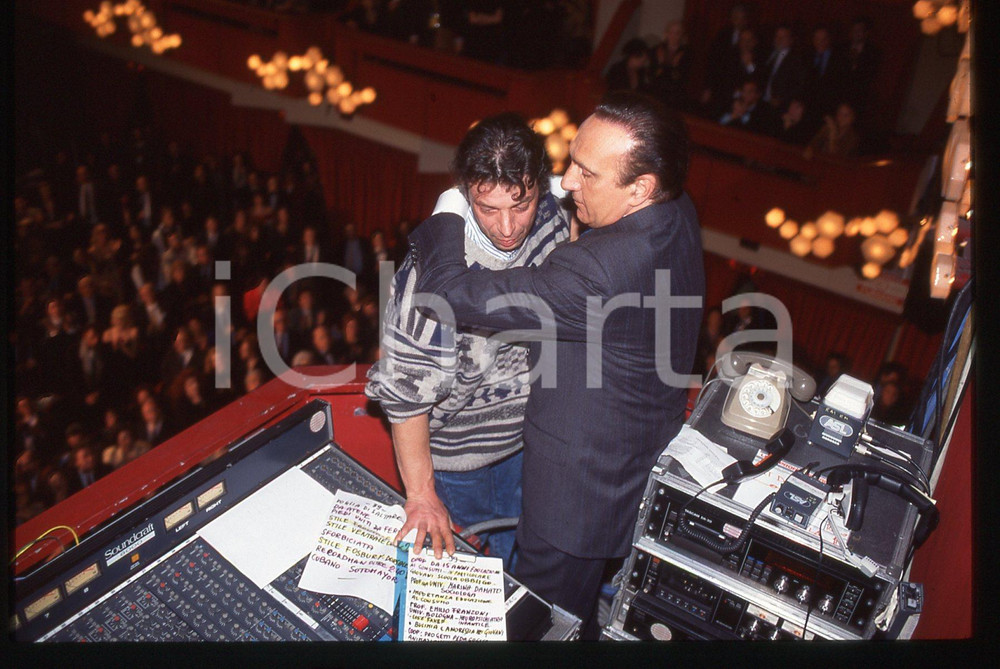 35mm vintage slide* 1995 FESTIVAL SANREMO - Giuseppe PAGANO e Pippo BAUDO (2)