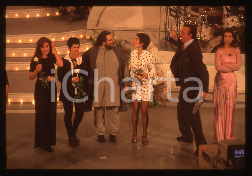 35mm vintage slide* 1995 FESTIVAL SANREMO - Claudia KOLL GIORGIA e Pippo BAUDO 3