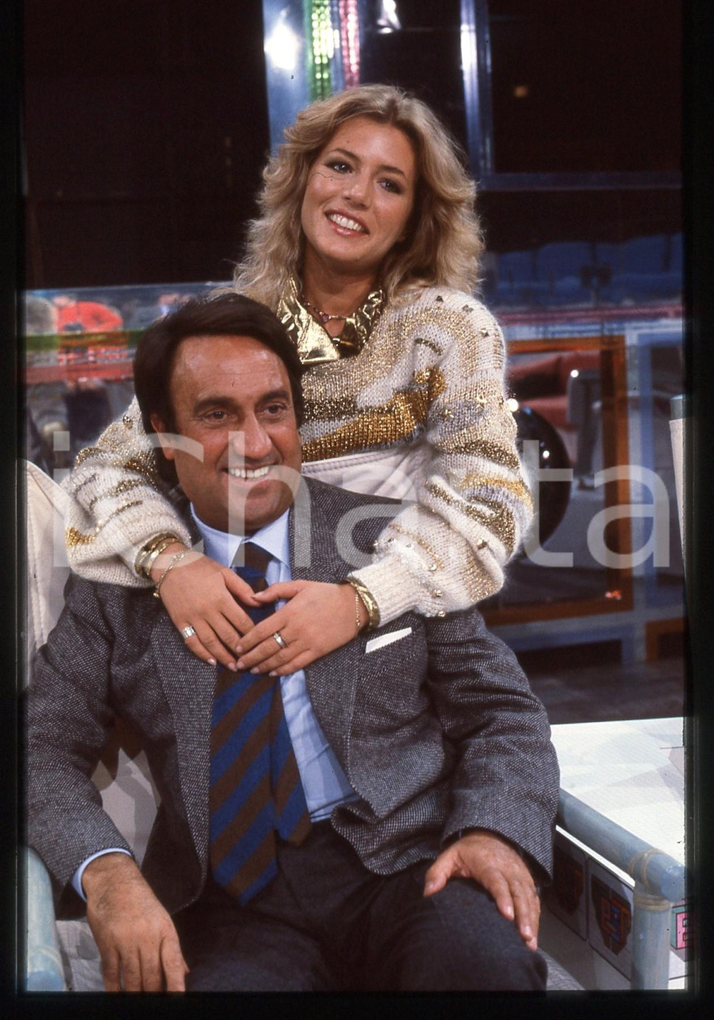 35mm vintage slide* 1983 RAI 1 TEST - Emilio FEDE e Patricia PILCHARD (2)
