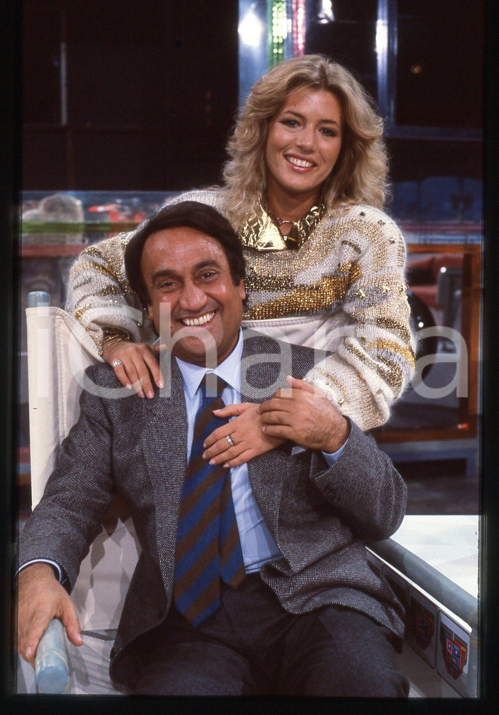 35mm vintage slide* 1983 RAI 1 TEST - Emilio FEDE e Patricia PILCHARD (3)