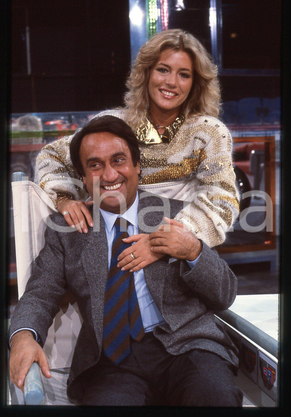35mm vintage slide* 1983 RAI 1 TEST - Emilio FEDE e Patricia PILCHARD (4)
