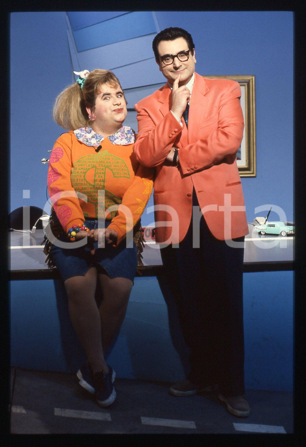 35mm vintage slide* 1992 STRISCIA LA NOTIZIA - Gianni FANTONI e Sergio VASTANO 8