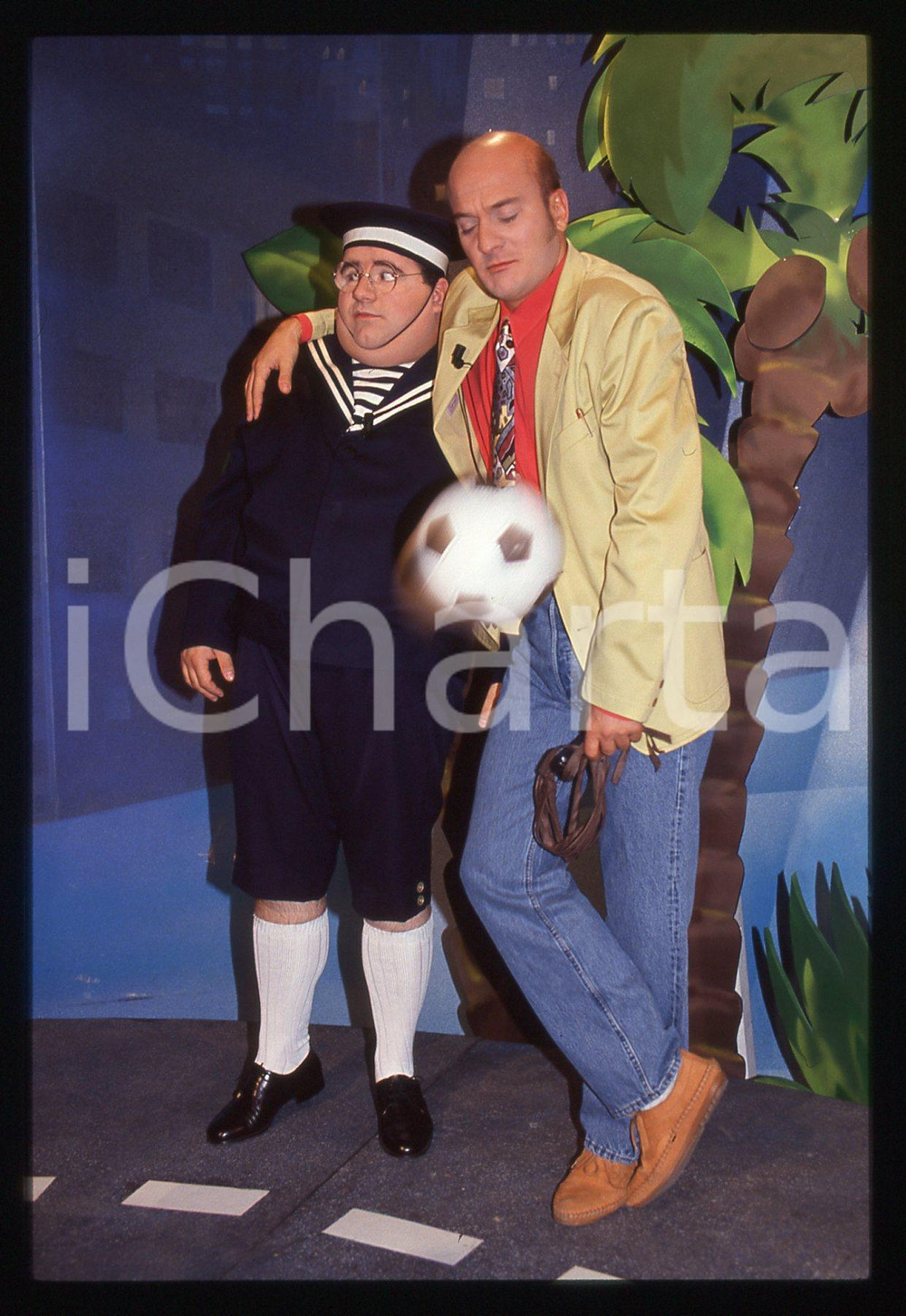 35mm vintage slide* 1992 STRISCIA LA NOTIZIA - Gianni FANTONI e Claudio BISIO 3