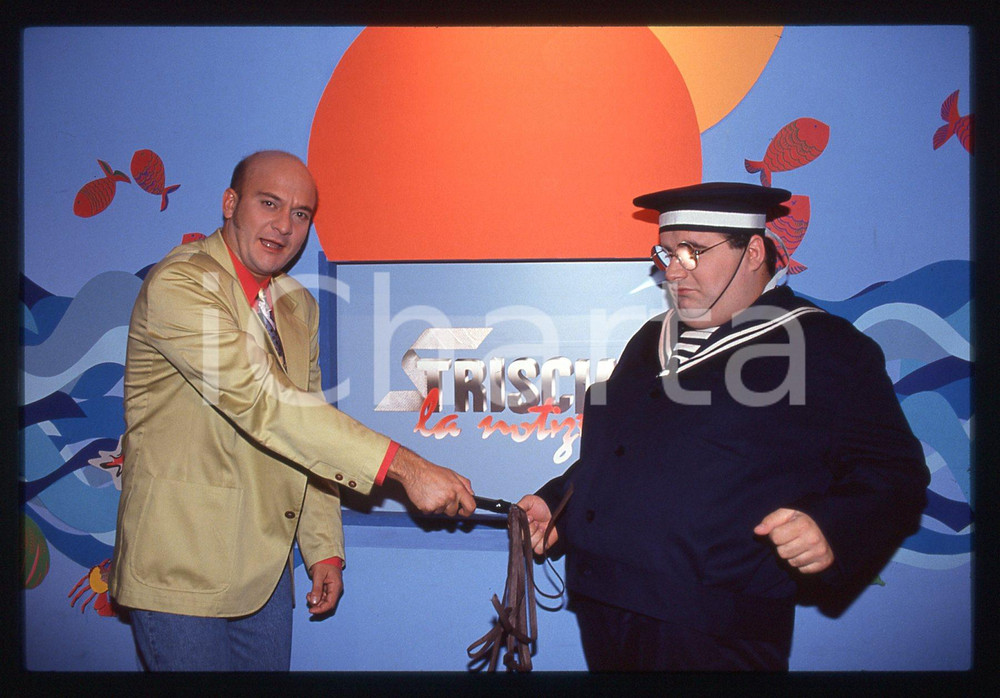 35mm vintage slide* 1992 STRISCIA LA NOTIZIA - Gianni FANTONI e Claudio BISIO 11