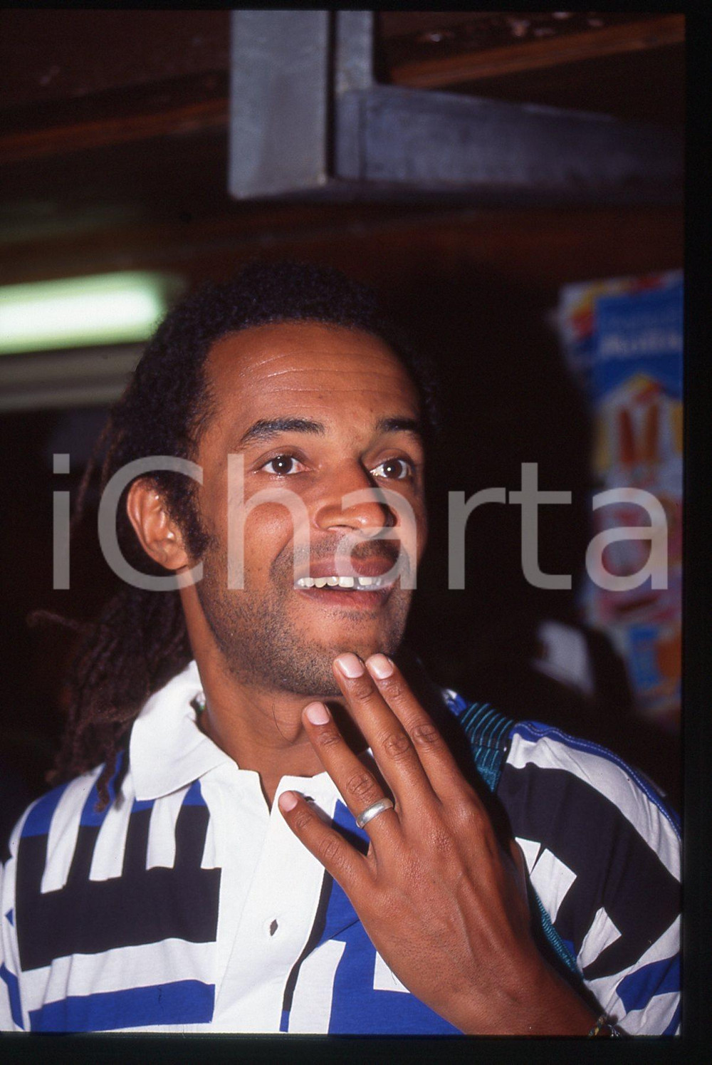 35mm vintage slide* 1990 ca TENNIS Toscana Yannick NOAH ritratto del tennista