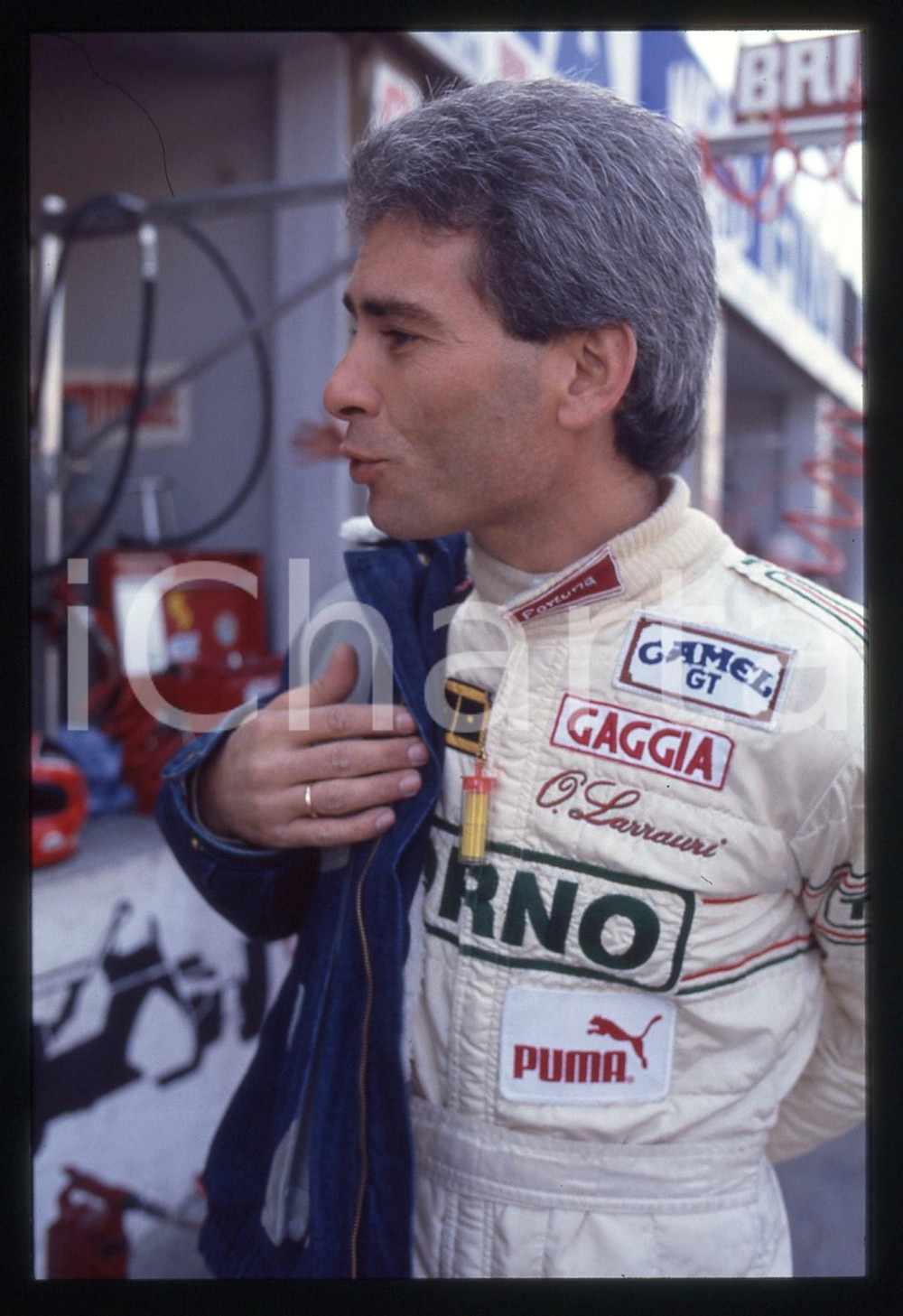Fotografia d epoca originale 35mm vintage slide 1986 360 KM MONZA Oscar LARRAURI Brun Motorsport Racing 1
