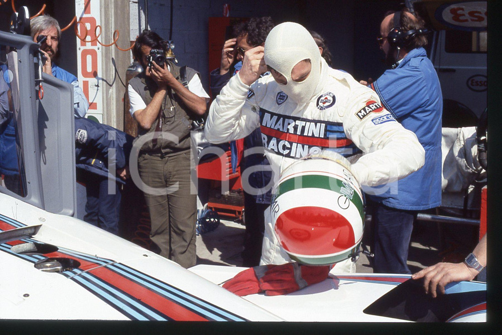 Fotografia d epoca originale 35mm vintage slide 1986 360 KM MONZA Andrea DE CESARIS LANCIA LC2/85 dopo gara 1
