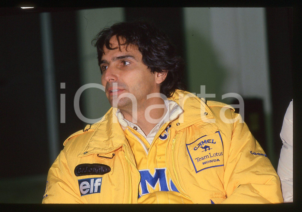 Fotografia d epoca originale 35mm vintage slide 1988 Nelson PIQUET CAMEL Team LOTUS HONDARitratto pilota 12 1