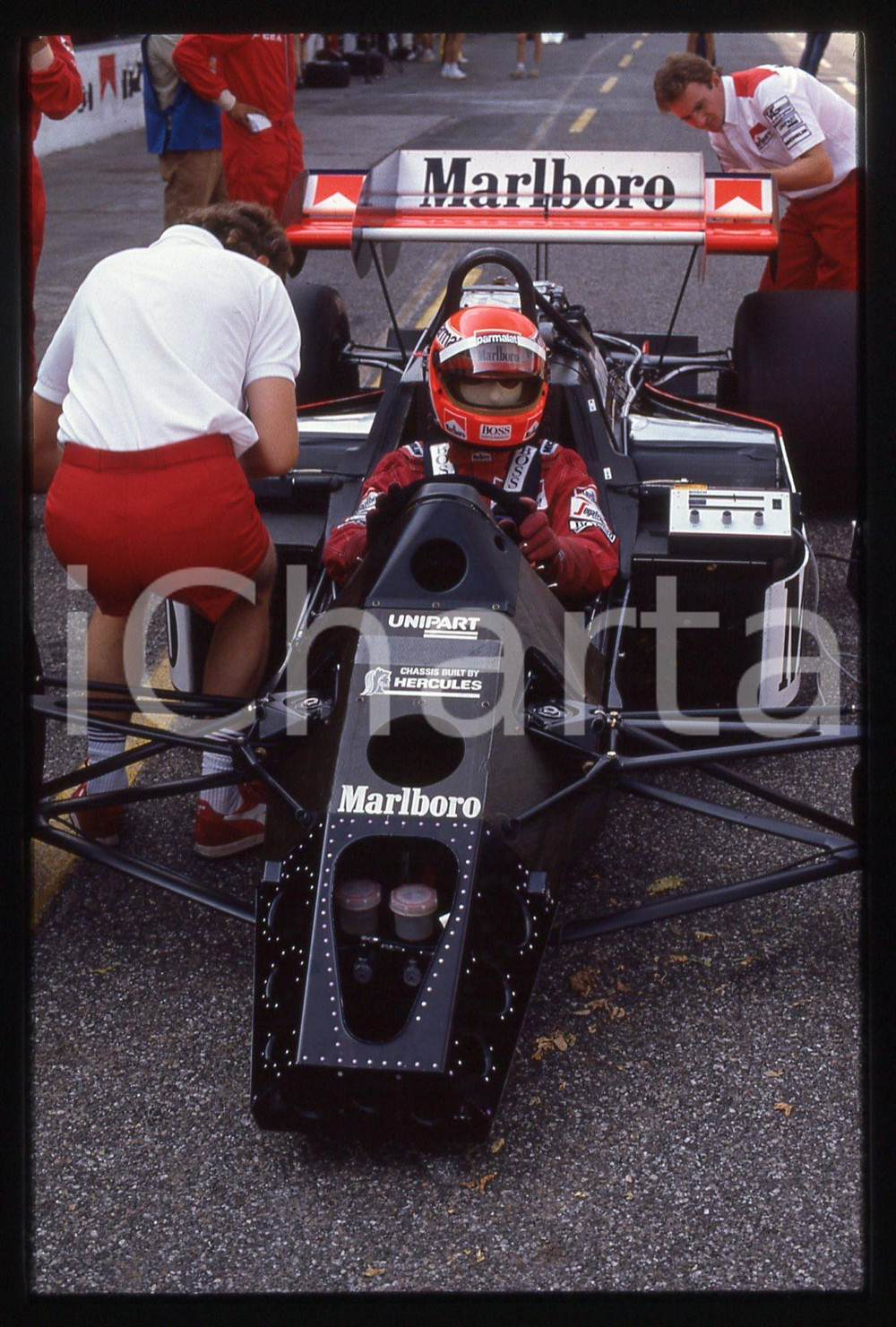 Fotografia d epoca originale 35mm vintage slide 1984 GRAN PREMIO MONZA Niki LAUDA su MCLAREN MP4/2 ai box 2 1