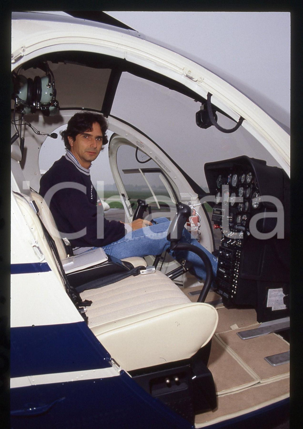 35mm vintage slide* 1988 VILLA SAN MARTINO Nelson PIQUET Pilota elicottero (142)