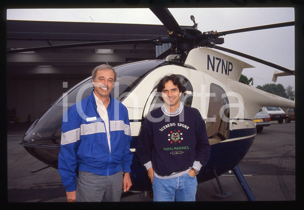 35mm vintage slide* 1988 VILLA SAN MARTINO Nelson PIQUET Pilota elicottero (145)