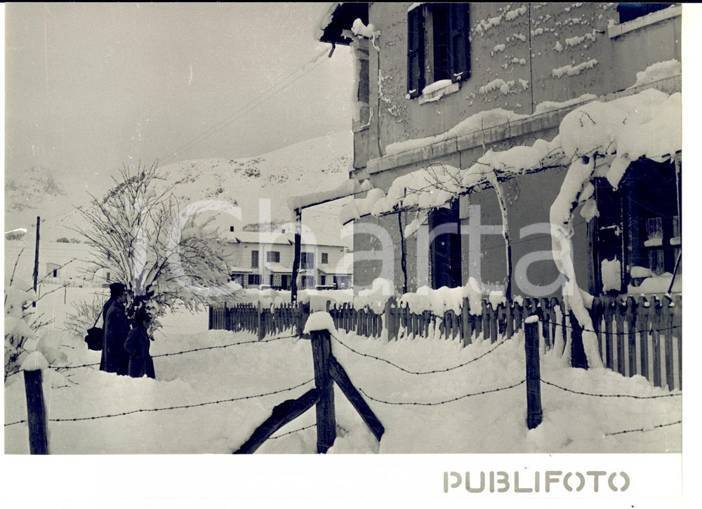 Nevicata del 1956 AREA DI AVEZZANO Case sepolte da oltre 1 m di neve - Foto  Fotografia d'epoca con didascalia coeva al verso. CONDIZIONI: FAIR (lievi macchie superficiali)FORMATO: 18x13 cm     originale e autentica 1