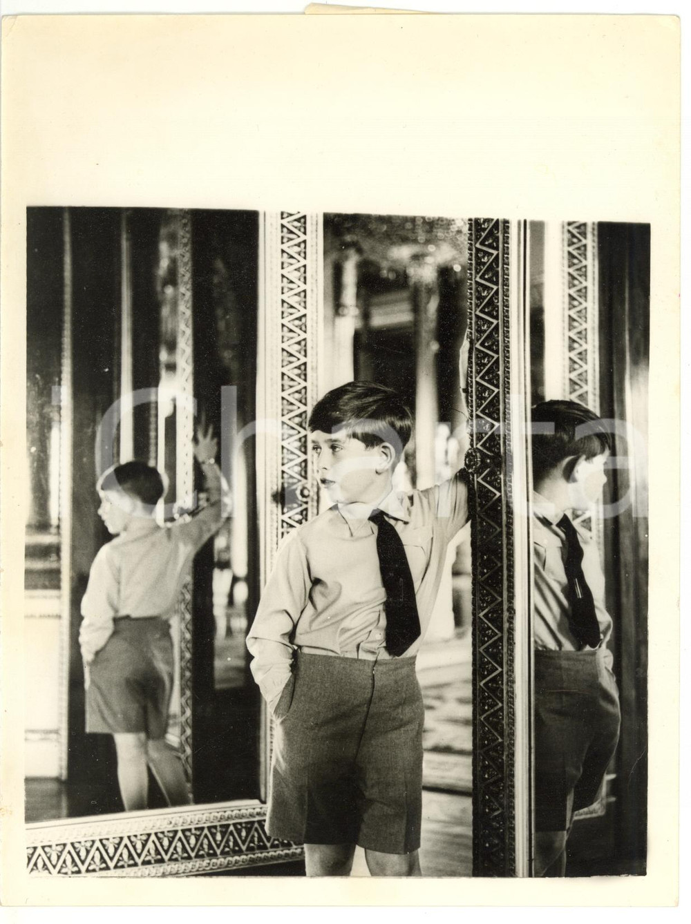 1956 LONDON Prince CHARLES posing in a State Room of Buckingham Palace *Photo