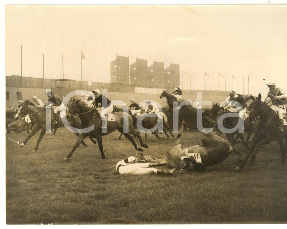 1957 AINTREE Grand National - Peter PICKFORD on HART ROYAL falling to the ground