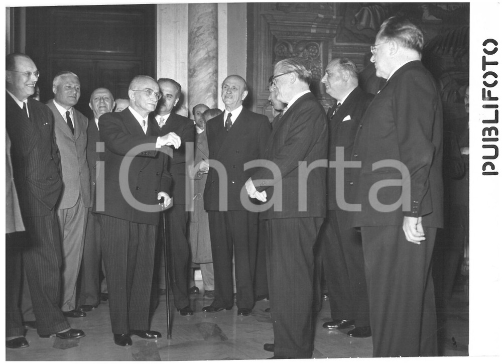 Natale 1954 ROMA Giovanni GRONCHI riceve auguri di Luigi EINAUDI *Foto 18x13 cm
