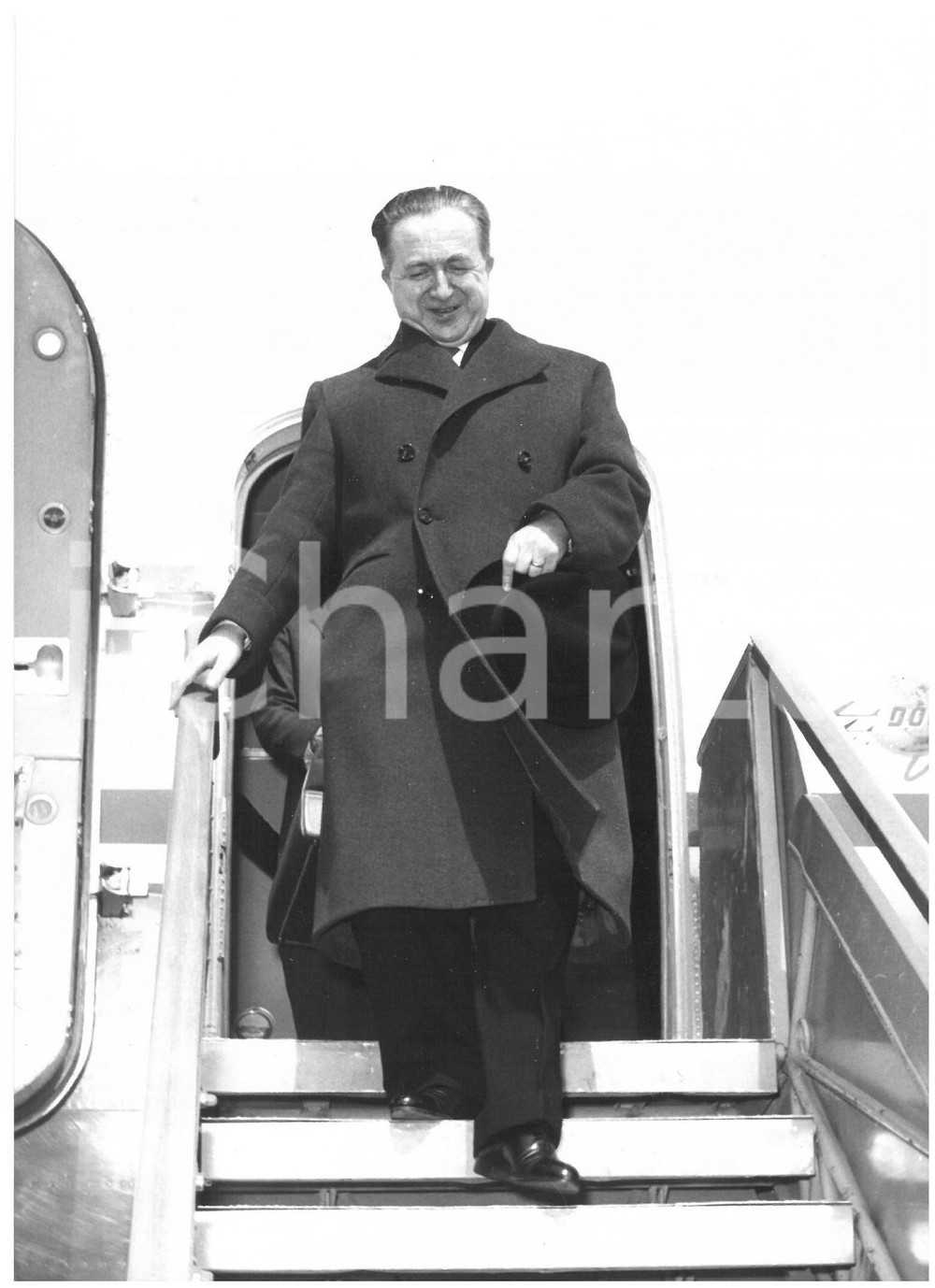 1959 ROMA - ALITALIA Giuseppe PELLA al rientro dagli USA *Foto 13x18 cm