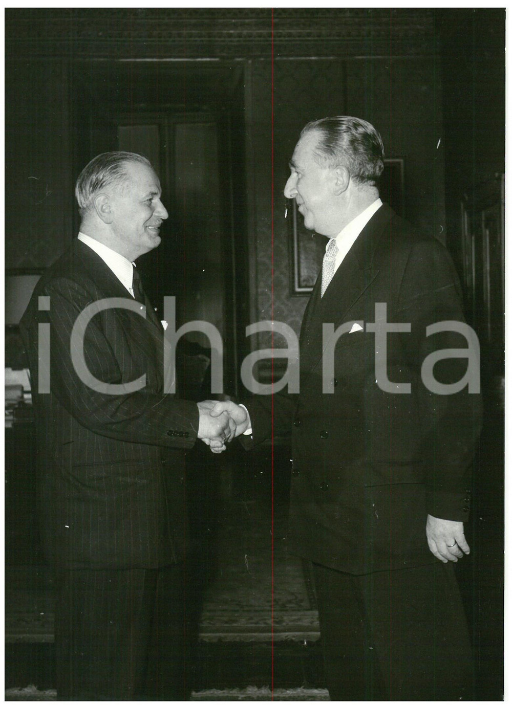 1957 ROMA Giuseppe PELLA riceve ambasciatore di FRANCIA Gaston PALEWSKI *Foto