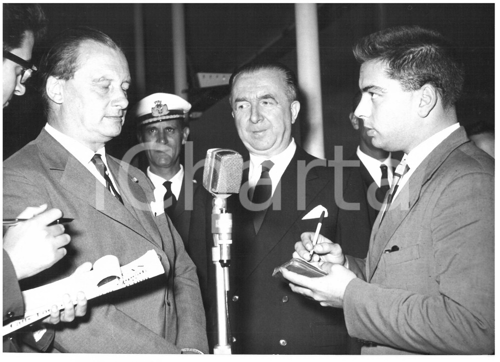 1959 ROMA Giuseppe PELLA con il ministro belga Pierre WIGNY *Foto 18x13 cm
