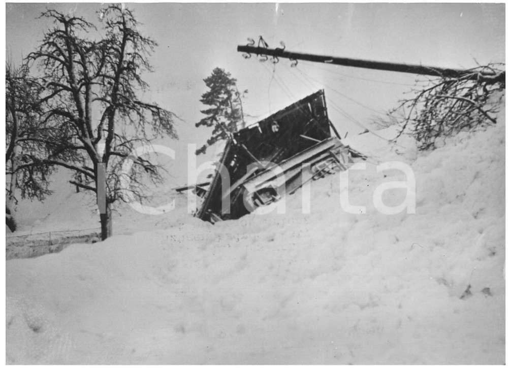 1954 SVIZZERA Hotel HIRSCHEN travolto da una valanga - Fotografia 18x13 cm