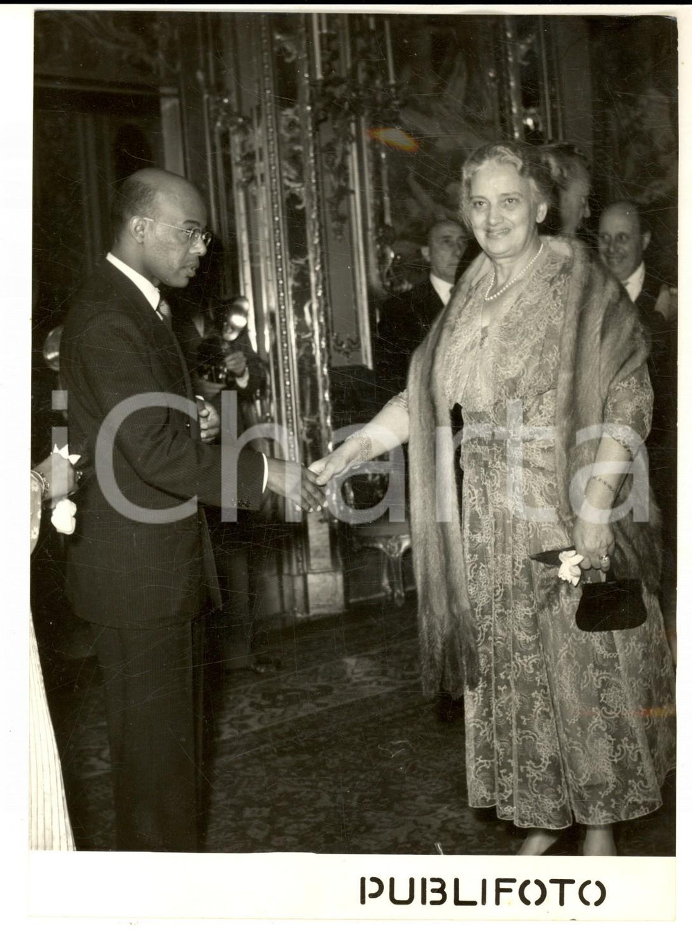 1953 ROMA Anniversario Repubblica - Ambasciatore d'Etiopia e Ida EINAUDI Foto