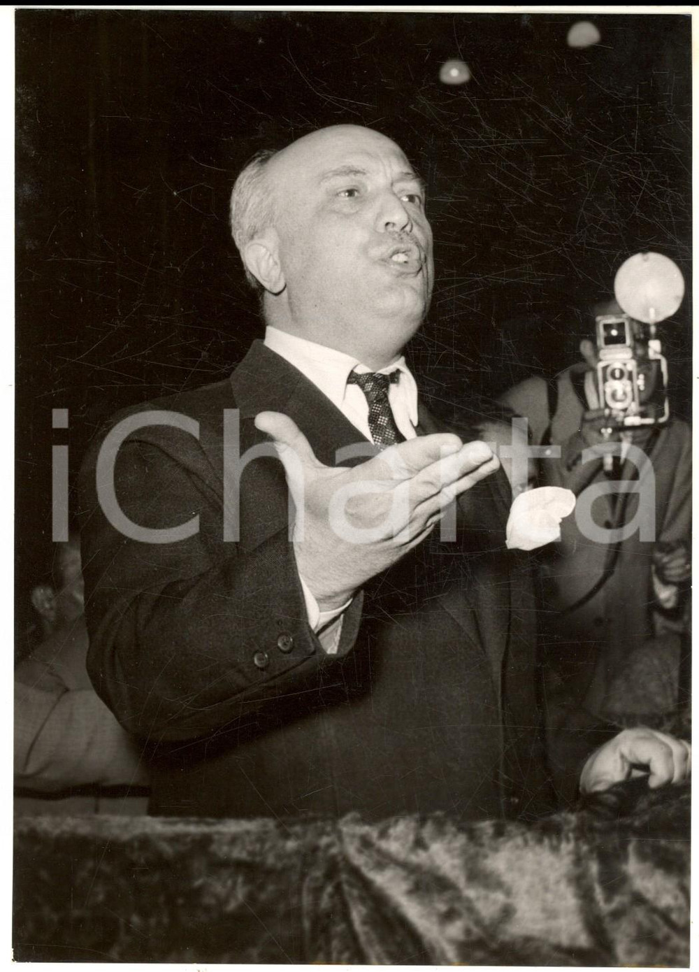 1956 ROMA Piazza del Popolo - Amintore FANFANI chiude campagna elettorale *Foto Fotografia d'epoca con didascalia coeva al verso.  GOOD/buono  Formato: 13x18 cm originale e autentica 1