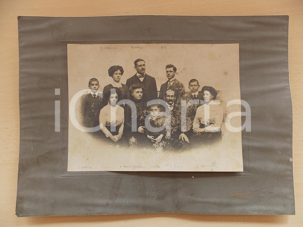 1900 ca VERBANIA Ritratto famiglia Luigi ORNARINI Foto CERETTI DANNEGGIATA 35x26