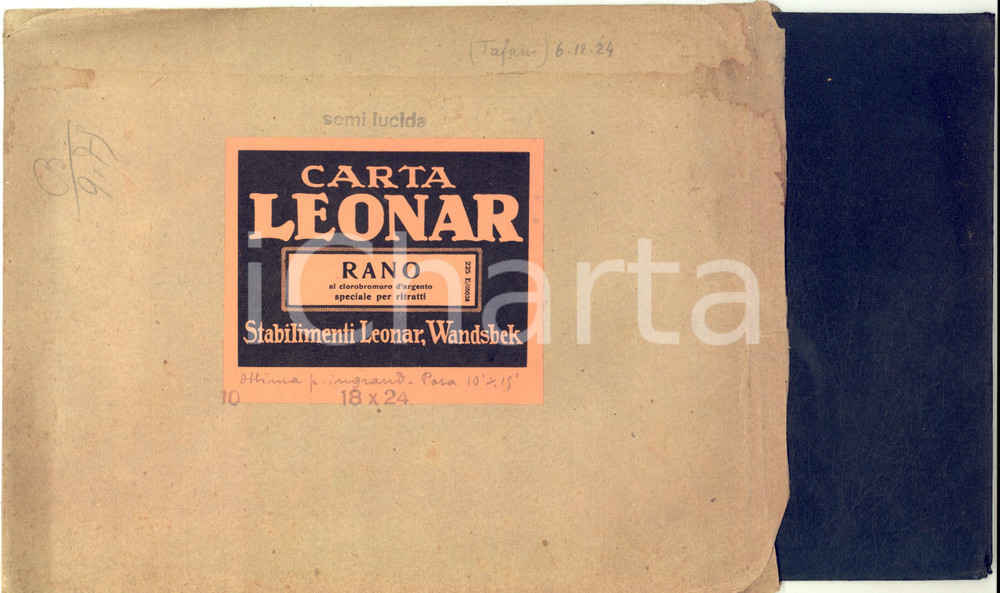 1910 ca WANDSBEK Carta LEONAR - Campione per fotografi con busta PUBBLICITARIA