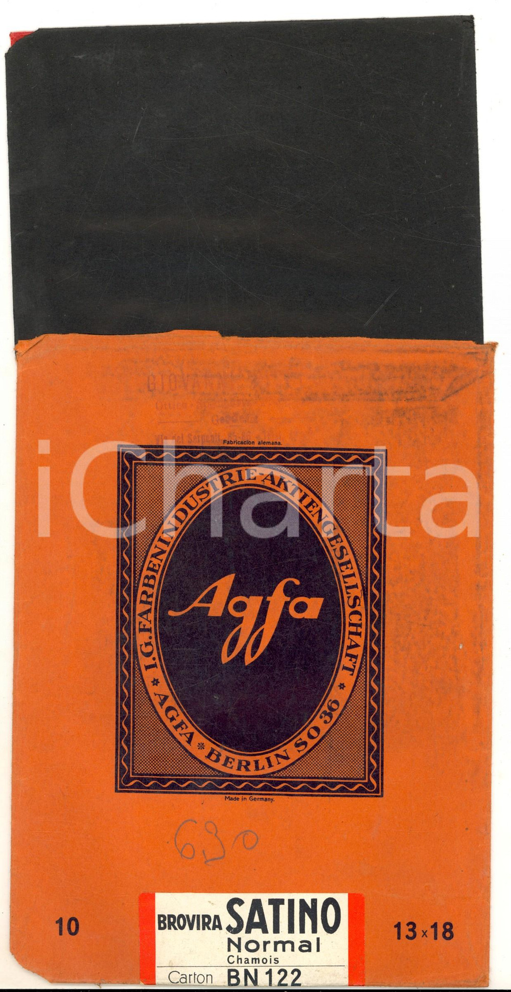1910 ca BERLIN AGFA Campione carta BROVIRA SATINO con busta PUBBLICITARIA