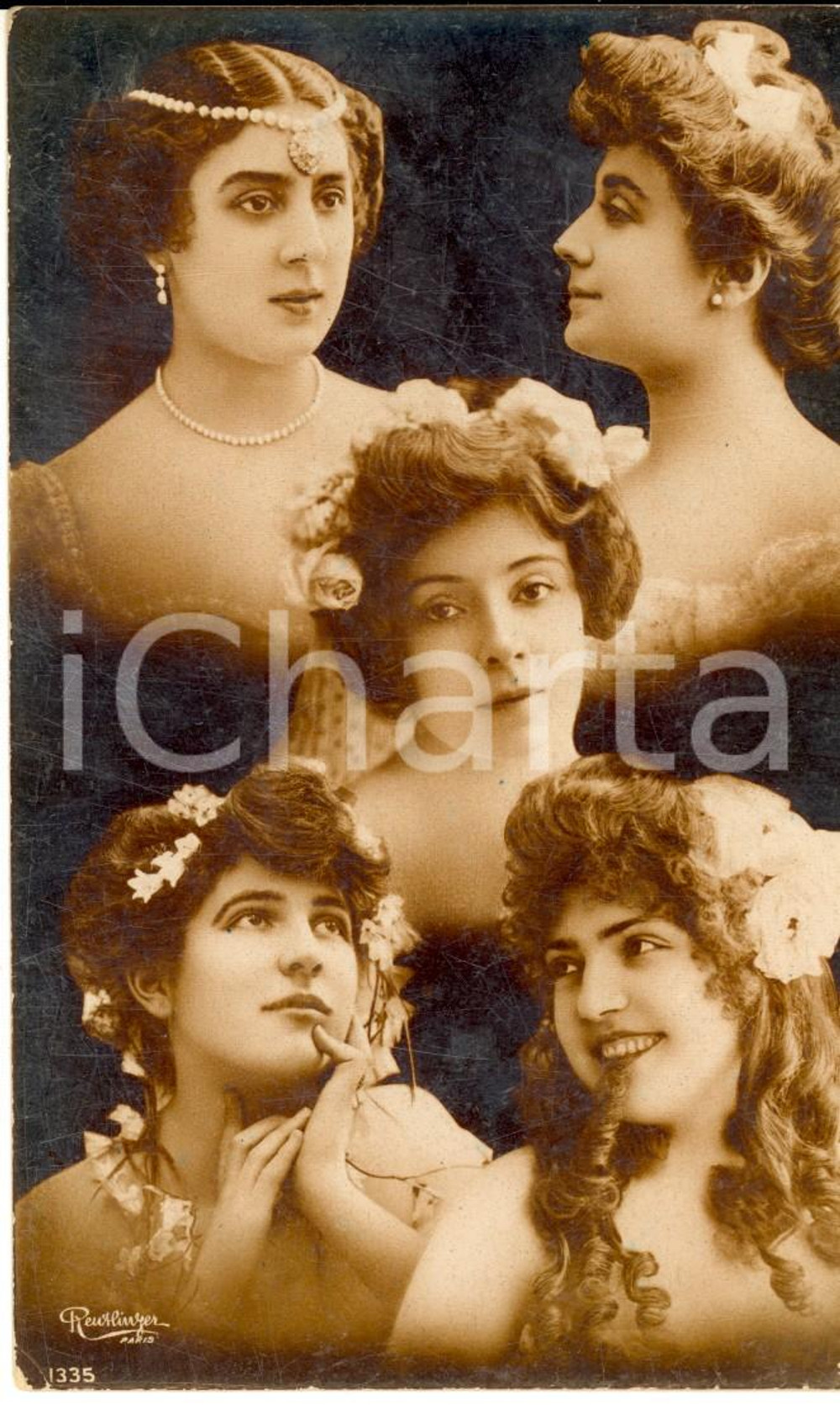 1905 FRANCE MODA ACCONCIATURE Profili di donna - Cartolina VINTAGE FP VG