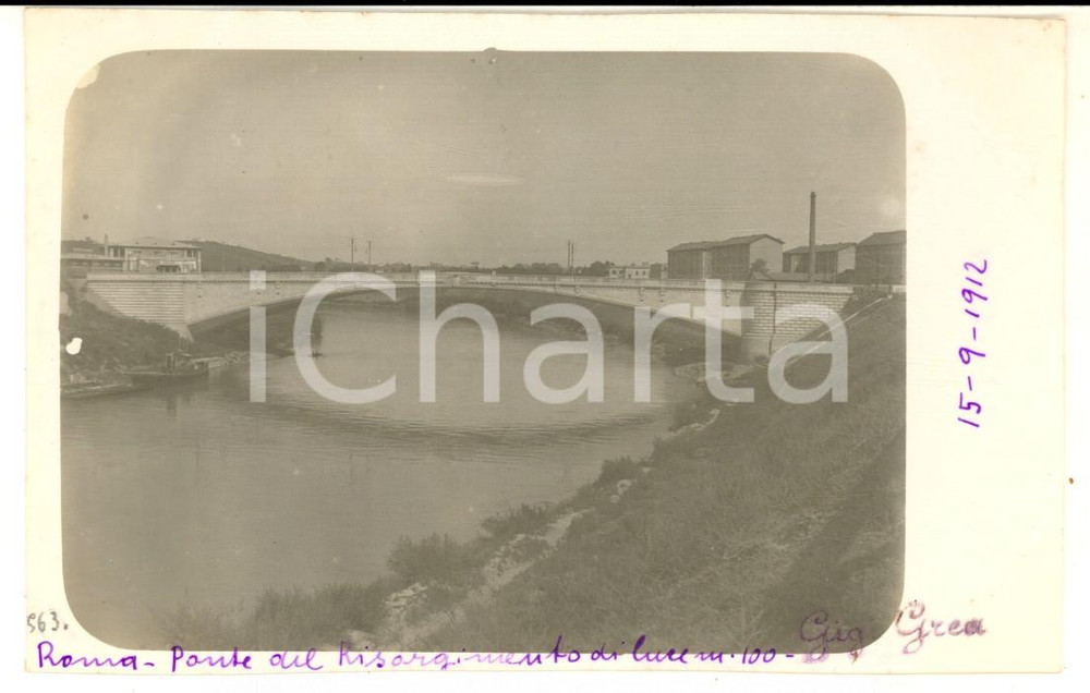 Settembre 1912 ROMA Veduta del nuovo Ponte del Risorgimento - Foto cartolina