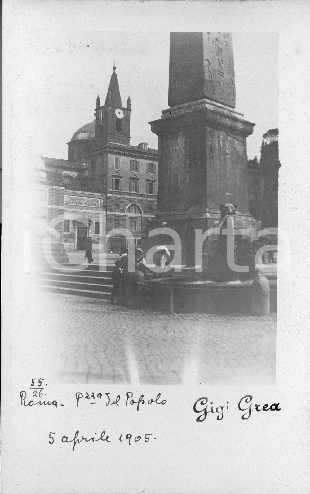 1905 ROMA Piazza del Popolo *VERA FOTO in formato cartolina