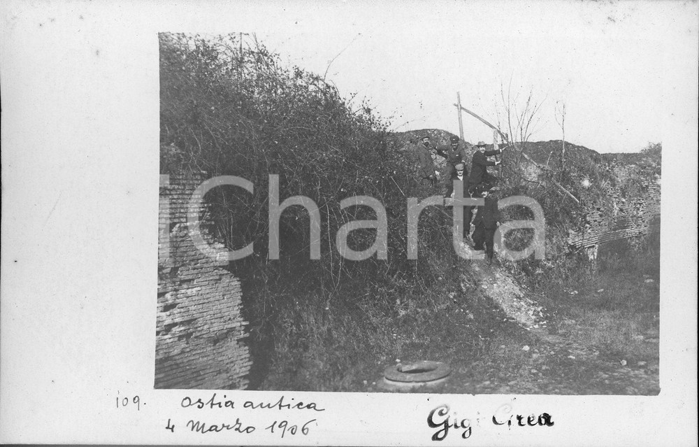 1906 OSTIA ANTICA Escursione tra amici *VERA FOTO in formato cartolina