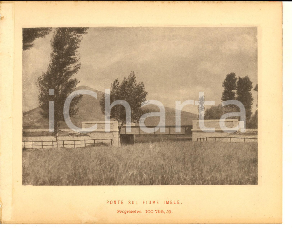 1888 Ferrovia ROMA-SULMONA - Ponte sul fiume IMELE - Stampa 20x16 cm