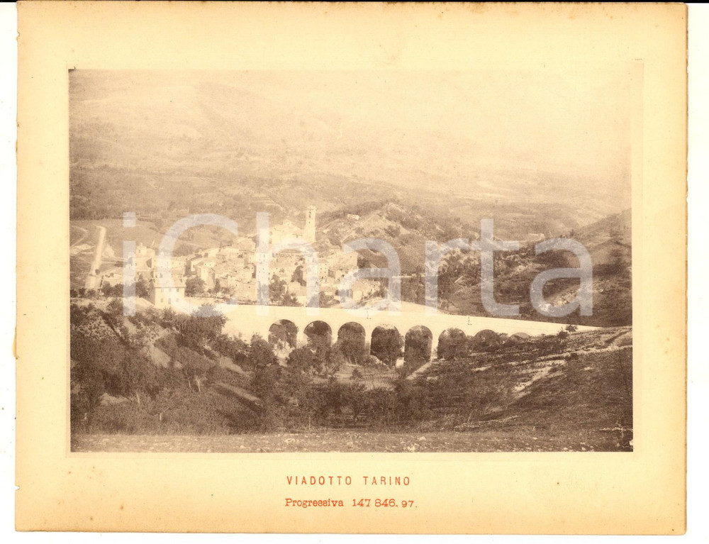 1888 Ferrovia ROMA-SULMONA - Viadotto TARINO - Stampa 20x16 cm