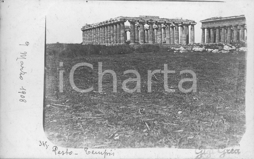 1908 PAESTUM Veduta dei templi * Fotocartolina